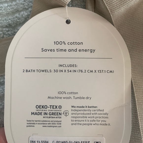 Threshold Quick Dry Bath Towels Blue Cotton - Picture 3 of 4